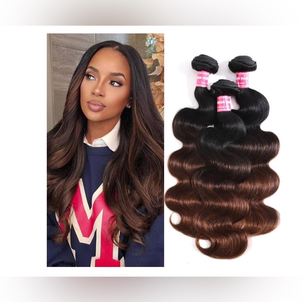 Nice chestnut brown ombré wave human hair bundle